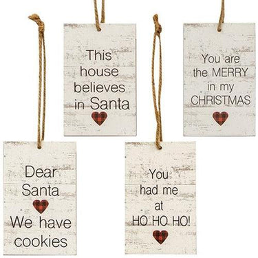 4 Set Dear Santa Heart Tag Ornaments - The Fox Decor